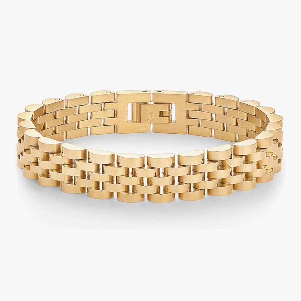 NEW 14K Gold Plated Waterproof Watch Strap Chain Bracelet